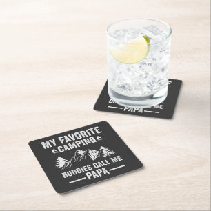 My Favourite Camping - Buddies Call Me Papa Square Paper Coaster