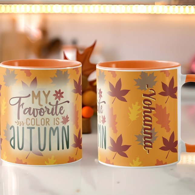My favourite colour is Autumn personalized leaves Mug (My favorite color is Autumn personalized leaves Mug)