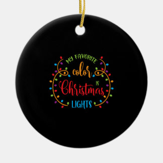 My favourite colour is Christmas lights funny desi Ceramic Ornament
