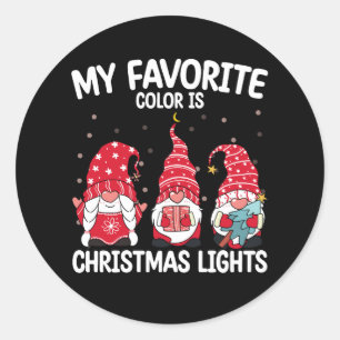 My Favourite Colour Is Christmas Lights Gnome Classic Round Sticker