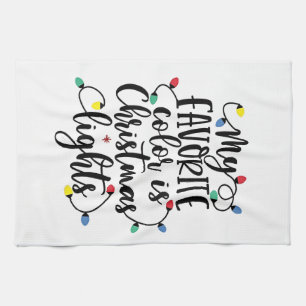 My Favourite Colour is Christmas Lights Santa Clau Kitchen Towel