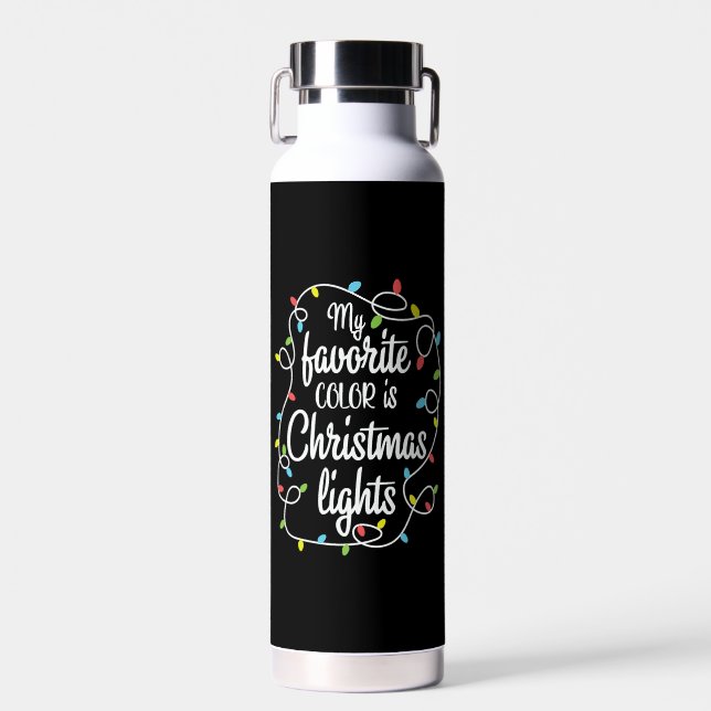 my favourite colour is christmas lights water bottle (Front)