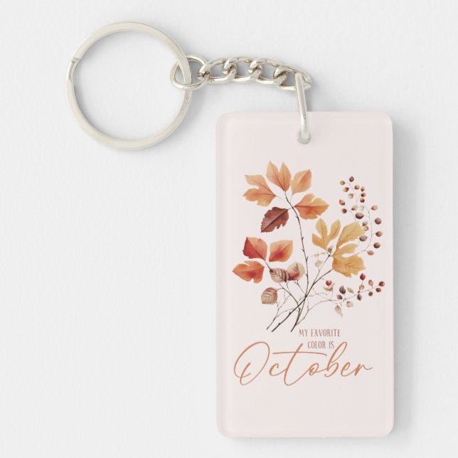 My Favourite Colour Is October –Autumn Leaves & Pi Keychain (Front)