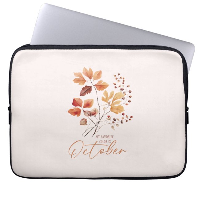 My Favourite Colour Is October –Autumn Leaves & Pi Laptop Sleeve (Front)