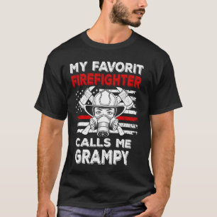 My Favourite Firefighter Calls Me Grampy Thin Red  T-Shirt
