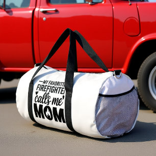 My Favourite Firefighter Calls Me Mom White Duffle Bag