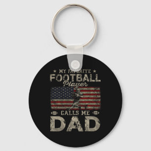 My Favourite Football Player Calls Me Dad Father's Keychain