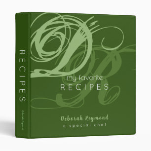 My Favourite Green Recipes Curly Monogrammed Binder