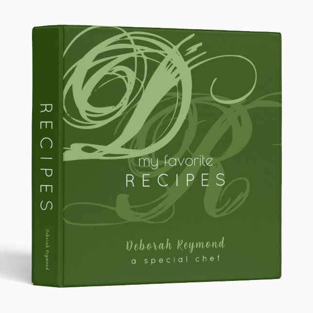 My Favourite Green Recipes Curly Monogrammed  Binder (Front/Spine)