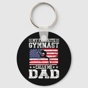 My Favourite Gymnast Calls Me Dad Usa Flag Father' Keychain