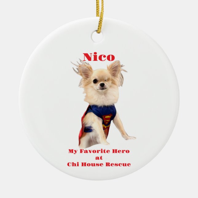 My Favourite Hero Christmas Ornament (Front)