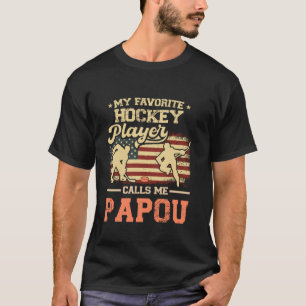 My Favourite Hockey Player Calls Me Papou US Flag T-Shirt