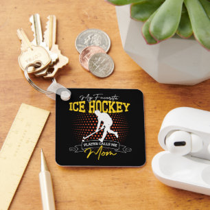 My Favourite Ice Hockey Player Calls Me Mom Funny Keychain