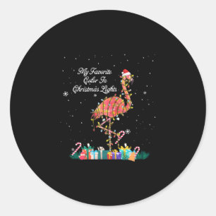 My Favourite Is Christmas Lights Costume Flamingo Classic Round Sticker