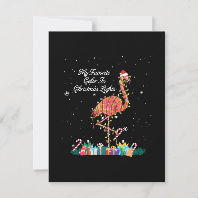 My Favourite Is Christmas Lights Costume Flamingo Invitation (Front)
