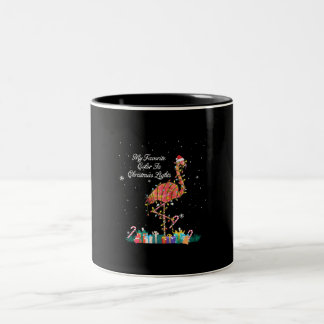 My Favourite Is Christmas Lights Costume Flamingo Two-Tone Coffee Mug