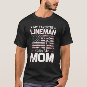 My Favourite Lineman Calls Me Mom USA Flag Mothers T-Shirt