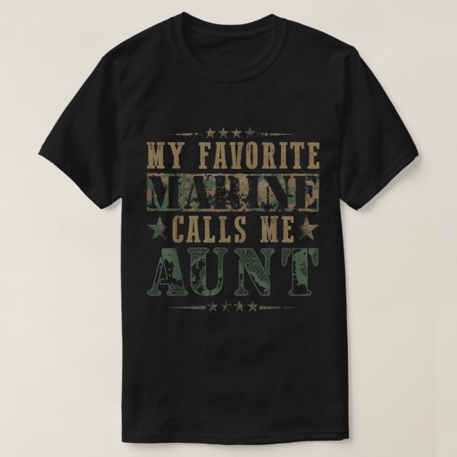 My Favourite Marine Calls Me Wife Veteran Day  T-Shirt (Design Front)