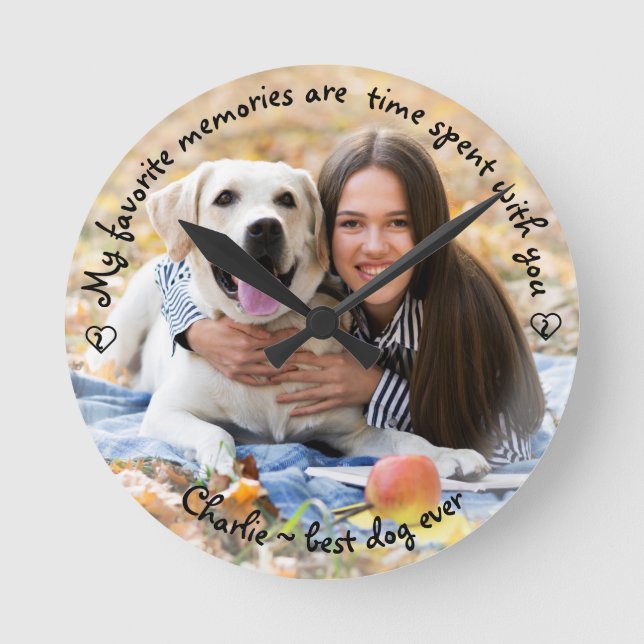 My Favourite Memories Dog Photo Best Dog Ever Round Clock (Front)