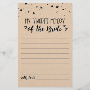 My favourite memory Bridal Shower or Hen Party gam