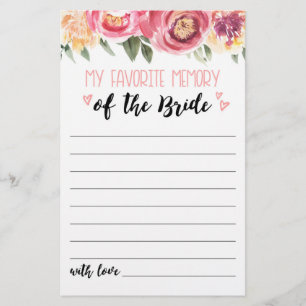 My favourite memory Bridal Shower or Hen Party gam