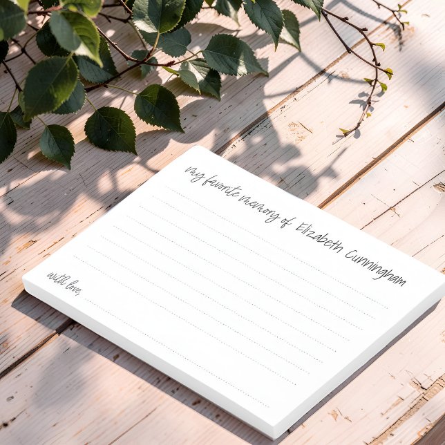 My Favourite Memory Funeral Modern Attendance Card Post-it Notes (Creator Uploaded)