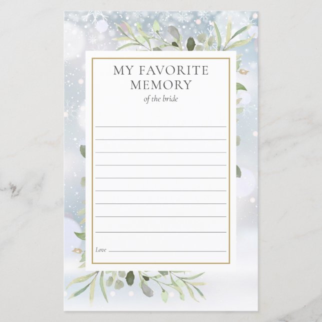My Favourite Memory Greenery Bridal Shower Card (Front)