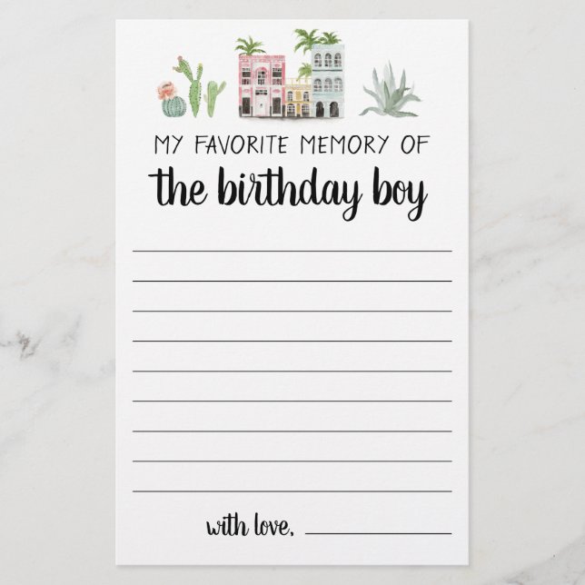 My Favourite Memory Of The Birthday Boy (Front)