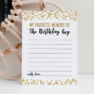 My Favourite memory of the Birthday boy Game Card
