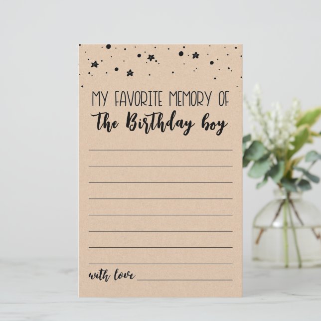 My Favourite memory of the Birthday boy Party game (Standing Front)