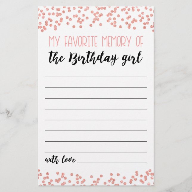 My Favourite memory of the Birthday girl Party gam (Front)