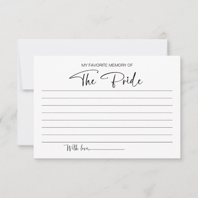 My Favourite Memory of the Bride Card Bridal Showe (Front)