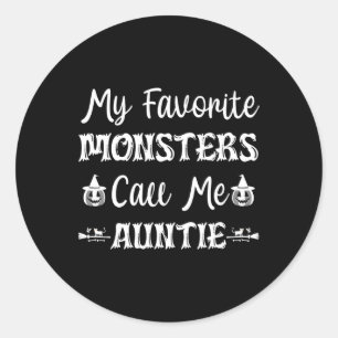 My Favourite Monsters Call Me Auntie Fun Cat Aunt  Classic Round Sticker