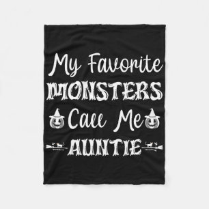 My Favourite Monsters Call Me Auntie Fun Cat Aunt  Fleece Blanket