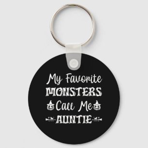 My Favourite Monsters Call Me Auntie Fun Cat Aunt Keychain