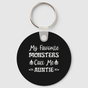 My Favourite Monsters Call Me Auntie Fun Cat Aunt Keychain