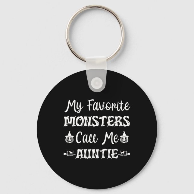 My Favourite Monsters Call Me Auntie Fun Cat Aunt  Keychain (Front)