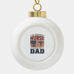 My Favourite Nurse Calls Me Dad Vintage Shirt Desi Ceramic Ball Christmas Ornament