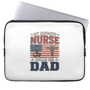 My Favourite Nurse Calls Me Dad Vintage Shirt Desi Laptop Sleeve