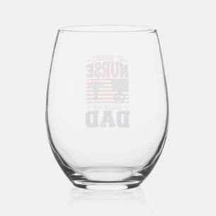 My Favourite Nurse Calls Me Dad Vintage Shirt Desi Stemless Wine Glass