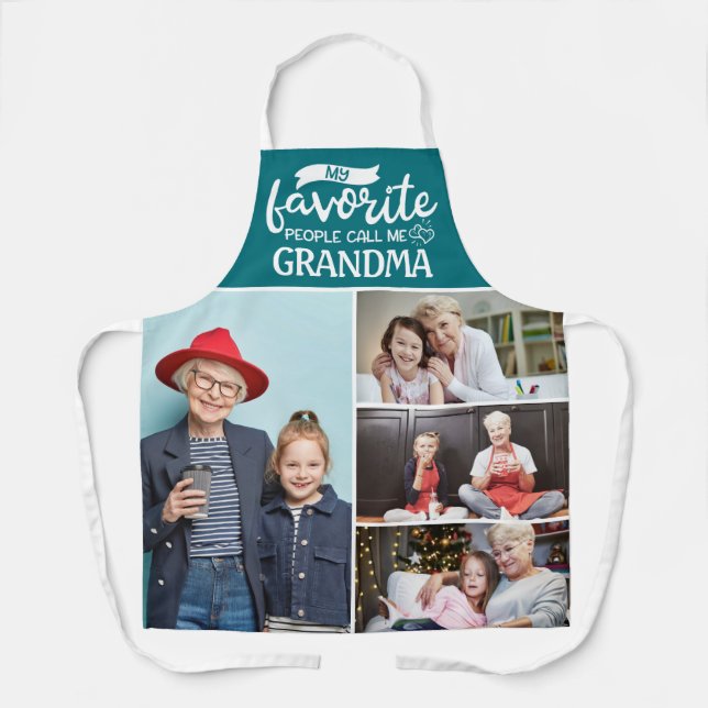 My favourite people call me| 4 family photo collag apron (Front)