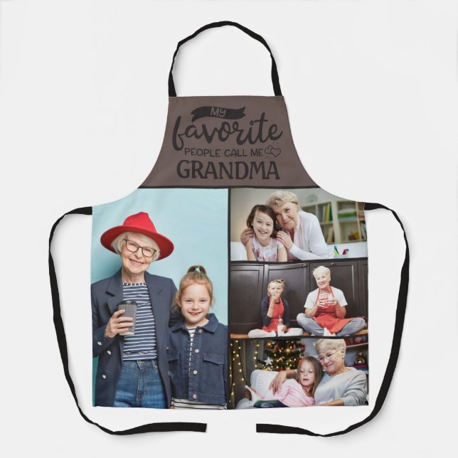 My favourite people call me grandma 4 photo collag apron (Front)