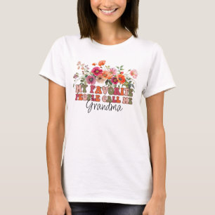 My Favourite People Call Me Grandma Custom Floral T-Shirt