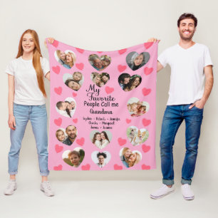 My Favourite People call Me Grandma Custom Photos Fleece Blanket