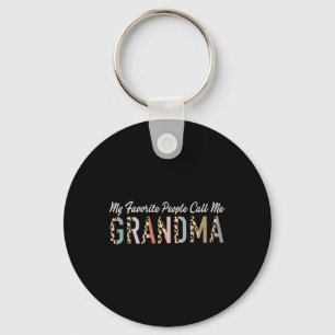 My Favourite People Call Me Grandma Gifts Leopard Keychain