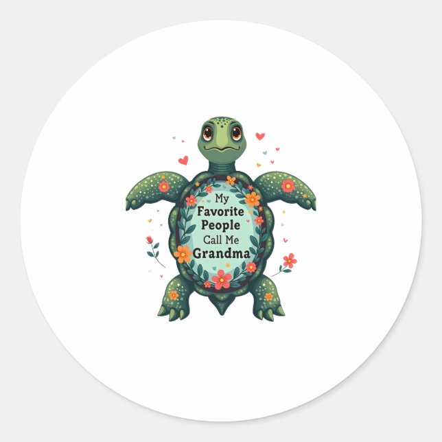 My Favourite People Call Me Grandma Turtle - Grand Classic Round Sticker (Front)