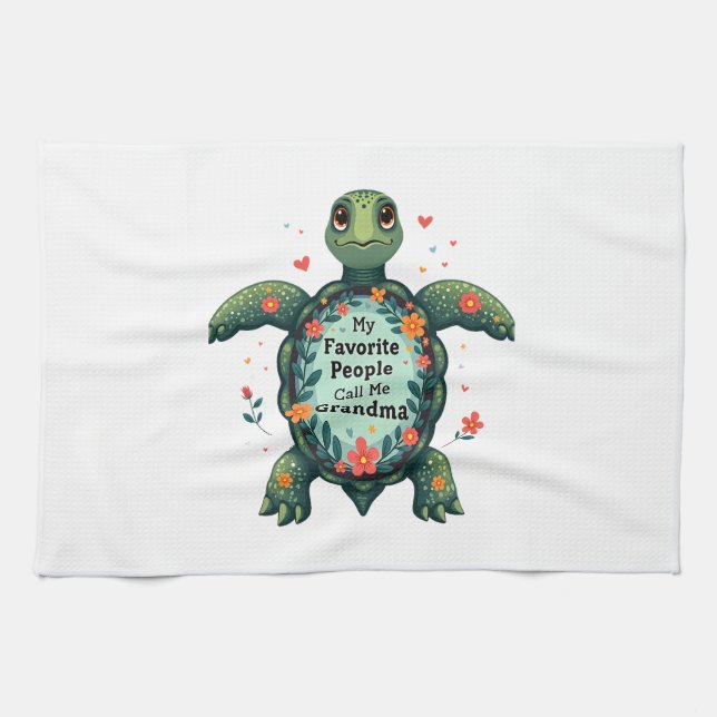 My Favourite People Call Me Grandma Turtle - Grand Kitchen Towel (Horizontal)