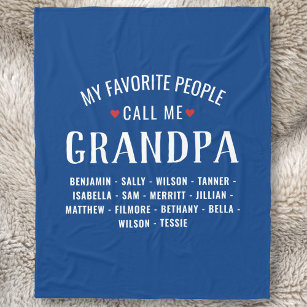 My Favourite People call Me Grandpa or Custom Name Fleece Blanket