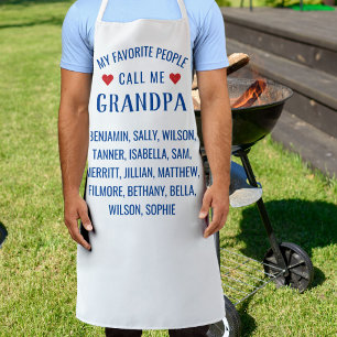 My Favourite People call Me Grandpa, White Custom Apron