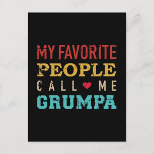 My favourite people call me grumpa vintage retro postcard
